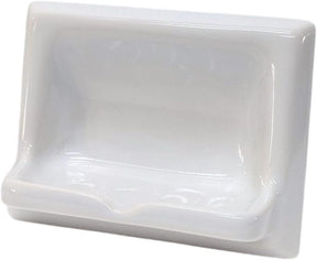 Ceramic Soap Dish Thin Set Installation Holder Shower Wall Mount Tray Bathroom White Glossy