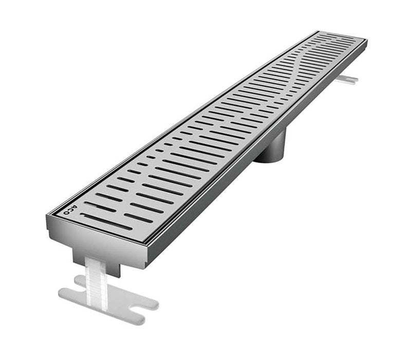 Quartz Linear Shower Drain Brushed Stainless - Wave 55