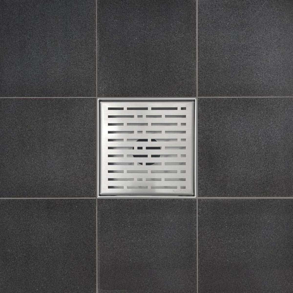 SereneDrains Square Shower Drain Broken Lane Brushed 6