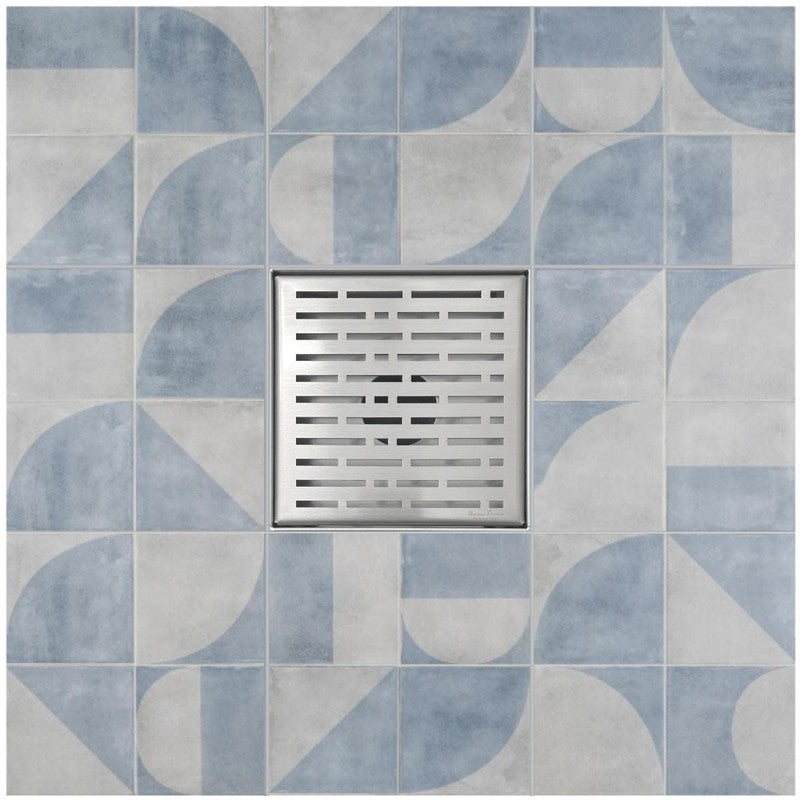 SereneDrains Square Shower Drain Broken Lane Brushed 6