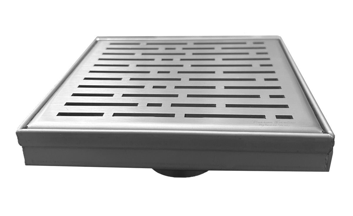 SereneDrains Square Shower Drain Broken Lane Brushed 6