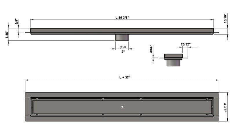 SereneDrains Linear Shower Drain Tile Insert Matte White 35
