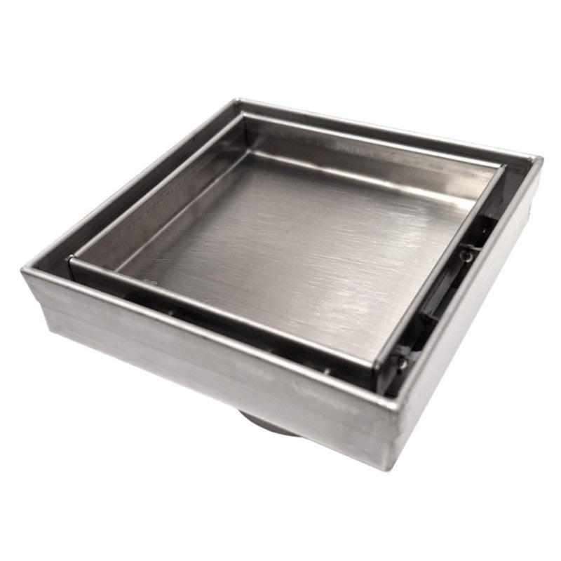 SereneDrains Square Shower Drain Tile Insert Brushed Stainless 4