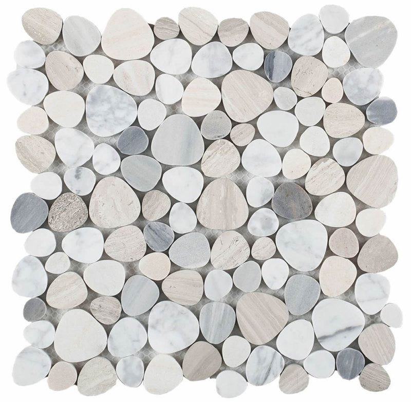Marble Pebbles Mosaics Heart Shape - Earth tone