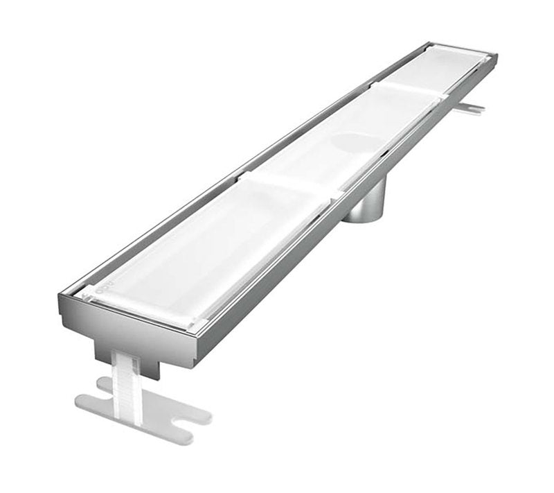 Quartz Linear Shower Drain Glass - White Finish