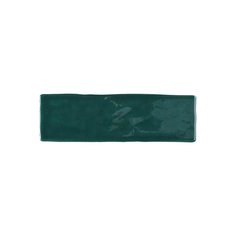 Kaleidoscope Handmade Ceramic Tile 2x8 - Bottle Green