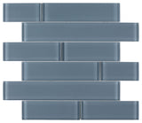 Mosaic Linear Glass Tiles Deep Blue Shining 2 x 6