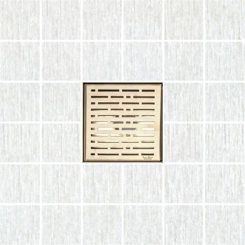 SereneDrains Square Shower Drain Broken Lane Satin Gold 6