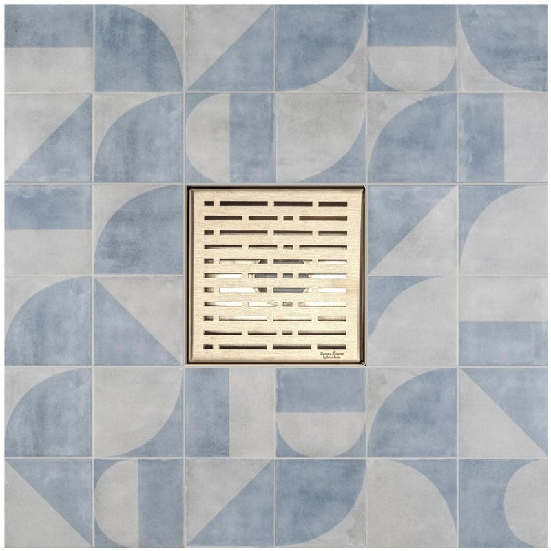 SereneDrains Square Shower Drain Broken Lane Satin Gold 6