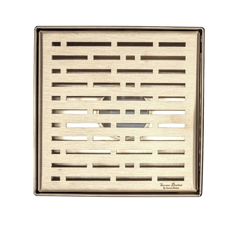 SereneDrains Square Shower Drain Broken Lane Satin Gold 6