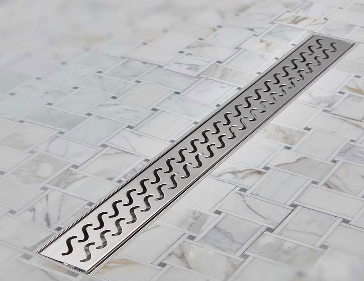 Quartz Linear Shower Drain Hawaii - Polished Chrome
