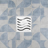 SereneDrains Square Shower Drain Ocean Wave 4 Polished