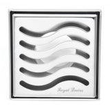 SereneDrains Square Shower Drain Ocean Wave 4 Polished