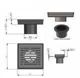 SereneDrains Square Shower Drain Broken Lane 4 Satin Gold