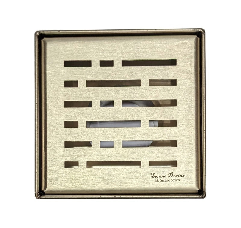 SereneDrains Square Shower Drain Broken Lane 4 Satin Gold
