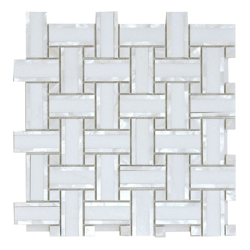 Tahitian Pearl - Thassos Marble Pinwheel  with White Pearl