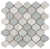 Mosaic Crackle Glass and Marble Tile Arabesque Shape - Purple