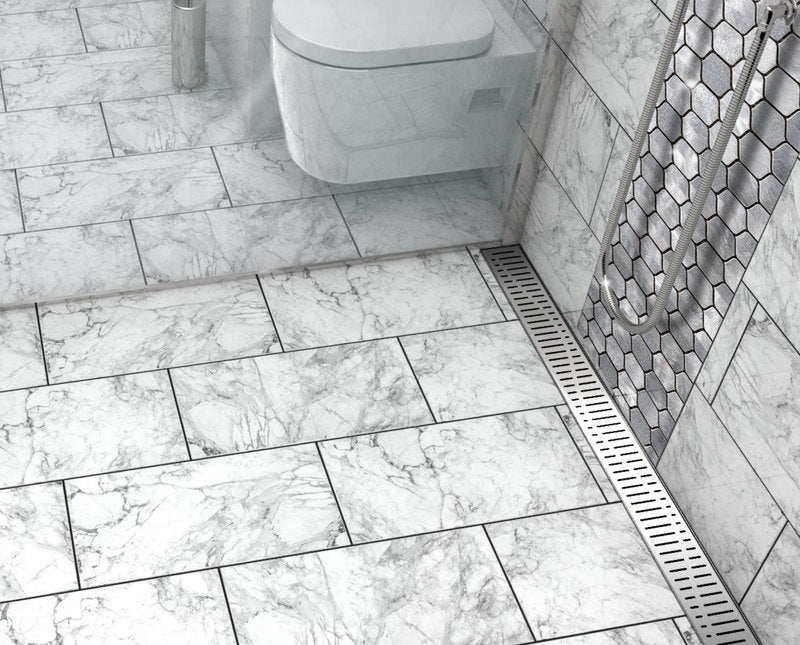 Quartz Linear Shower Drain Wave - Polished Chrome