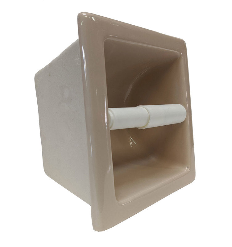 Porcelain Recessed Tissue Holder Parchment Glossy