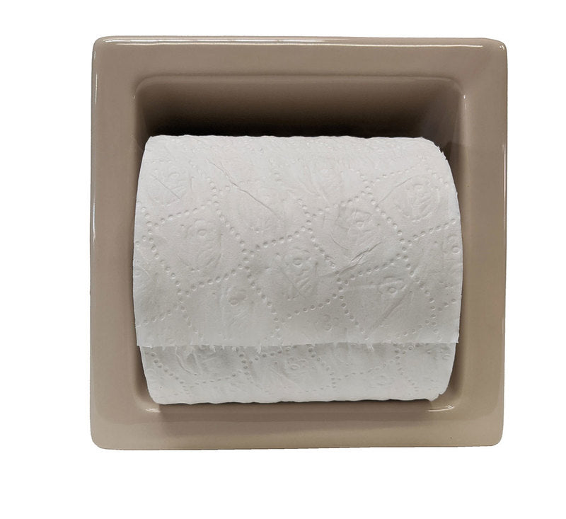 Porcelain Recessed Tissue Holder Parchment Glossy