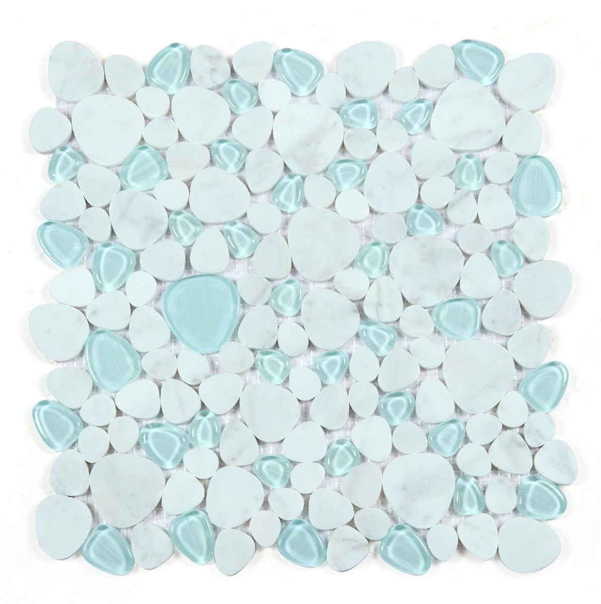 Mosaic Marble and Glass in Pebble look - Sea Blue