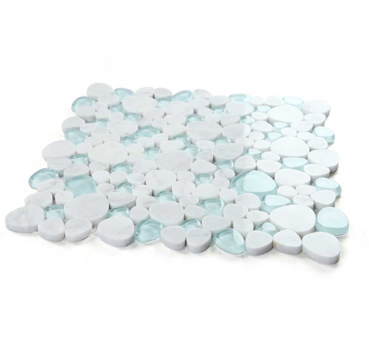 Mosaic Marble and Glass in Pebble look - Sea Blue