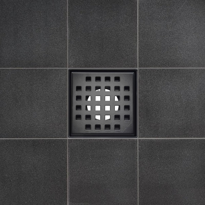 SereneDrains Square Shower Drain Traditional Square 4 Black