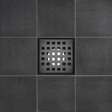 SereneDrains Square Shower Drain Traditional Square 4 Black