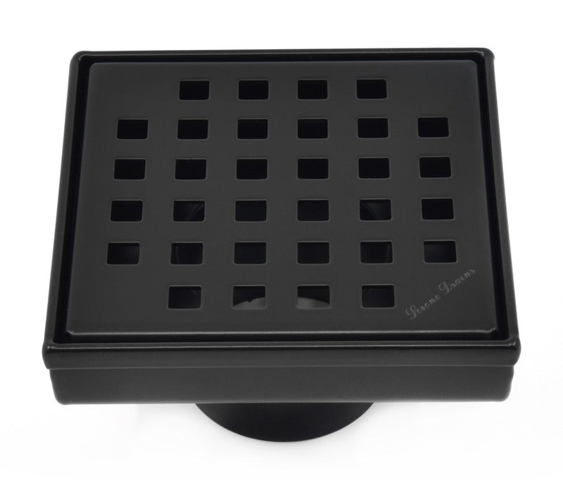 SereneDrains Square Shower Drain Traditional Square 4 Black