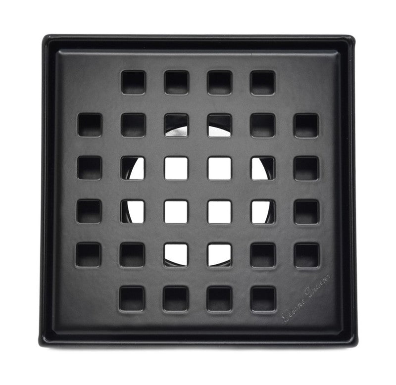 SereneDrains Square Shower Drain Traditional Square 4 Black