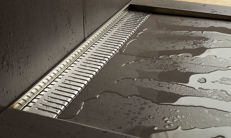 Quartz Linear Shower Drain Brushed Stainless - Piano 48