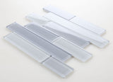 Mosaic Linear Glass Tiles Blue Grey Shining 2 x 6