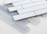 Mosaic Linear Glass Tiles Blue Grey Shining 2 x 6