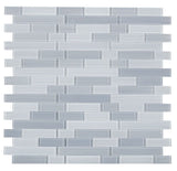 Mosaic Linear Glass Tiles Blue Grey Shining 2 x 6
