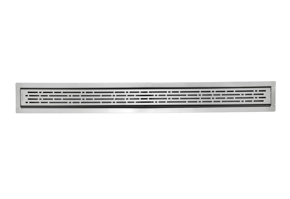 SereneDrains Linear Shower Drain Offset Outlet Broken Lane - Brushed 24