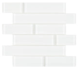 Mosaic Linear Glass Tiles White Shining 2 x 6