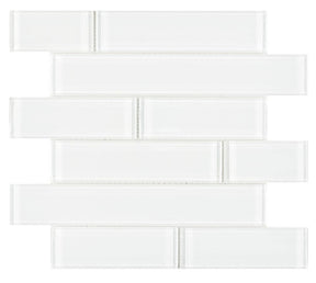 Mosaic Linear Glass Tiles White Shining 2 x 6