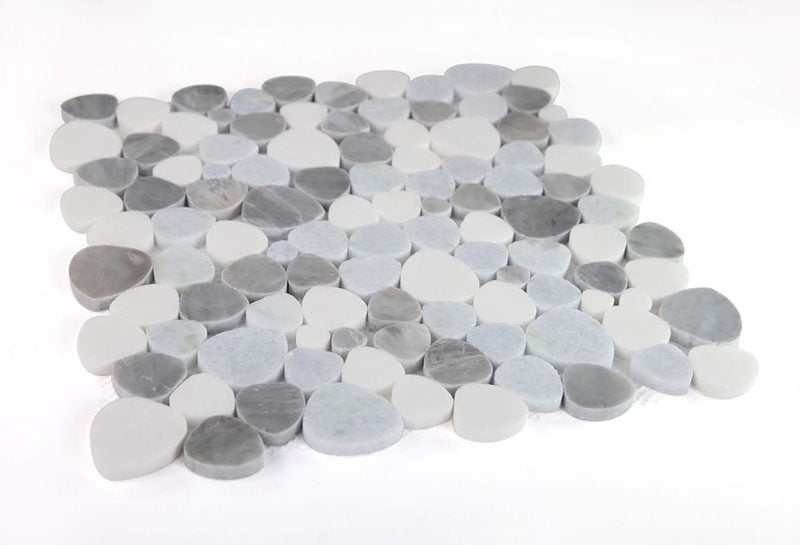 Marble Pebbles Mosaics Heart Shape - Blue Ocean