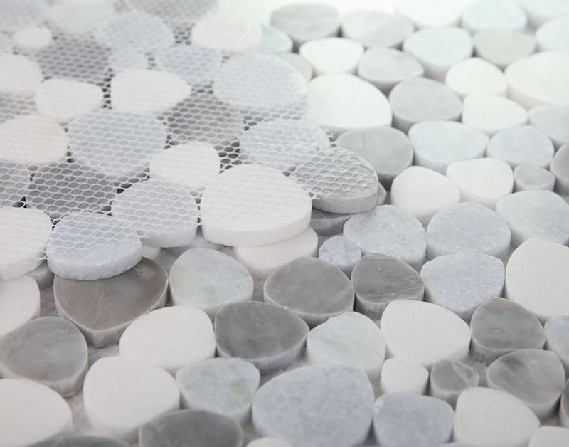 Marble Pebbles Mosaics Heart Shape - Blue Ocean