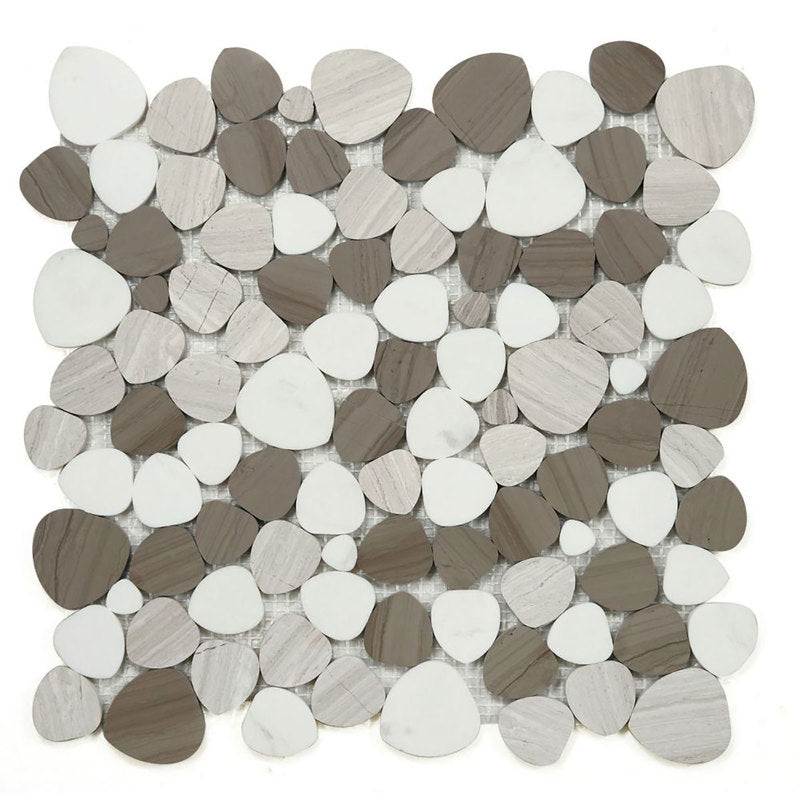 Marble Pebbles Mosaics Heart Shape - Athens Grey