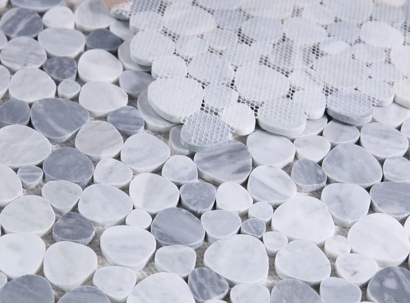 Marble Pebbles Mosaics Heart Shape - Grey Honed