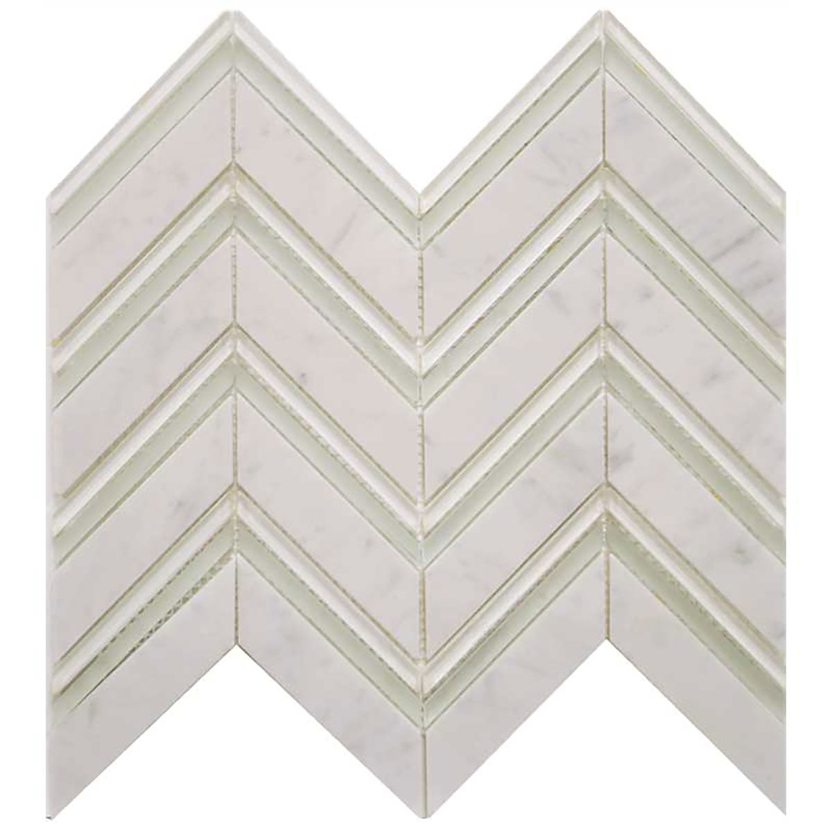 Chevron Carrara Honed and Glass - Carrera Blend