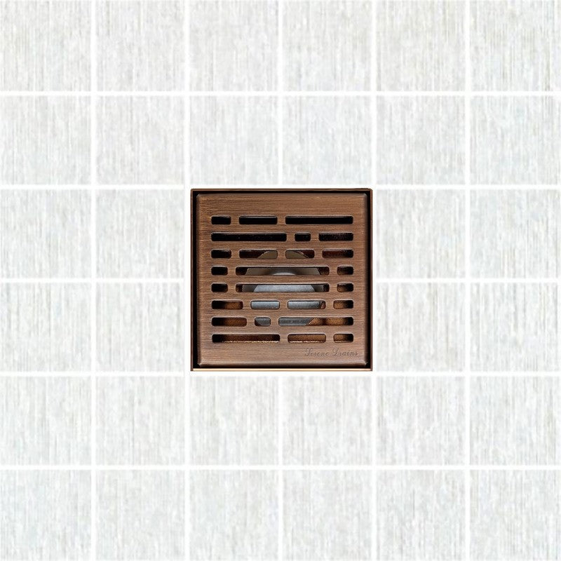 SereneDrains Square Shower Drain Broken Lane 4 Bronze