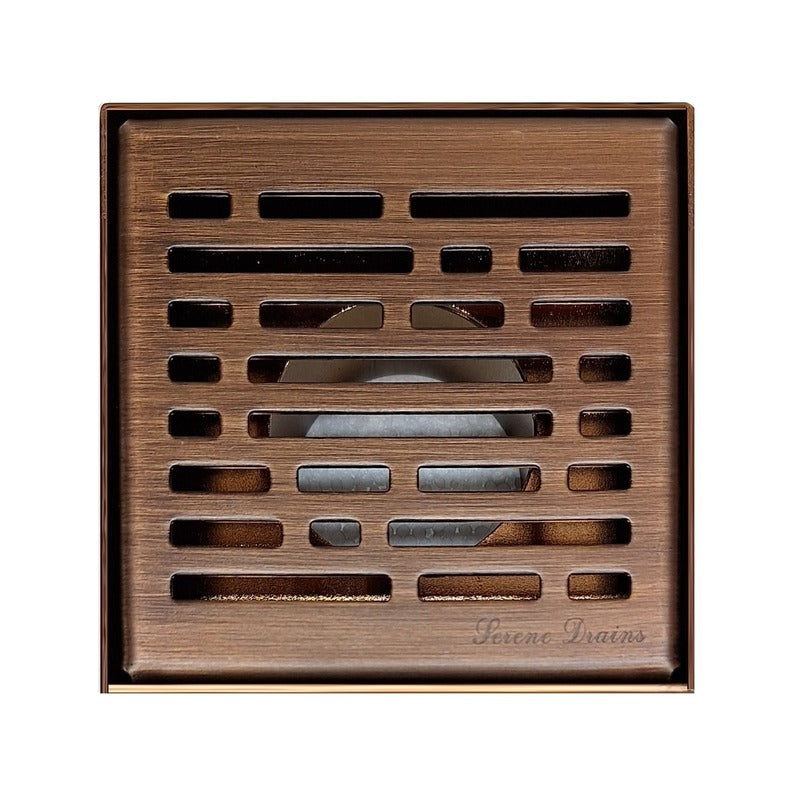 SereneDrains Square Shower Drain Broken Lane 4 Bronze