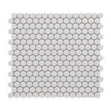 Mosaic Handmade Porcelain Penny Round - Natural Grey Glossy