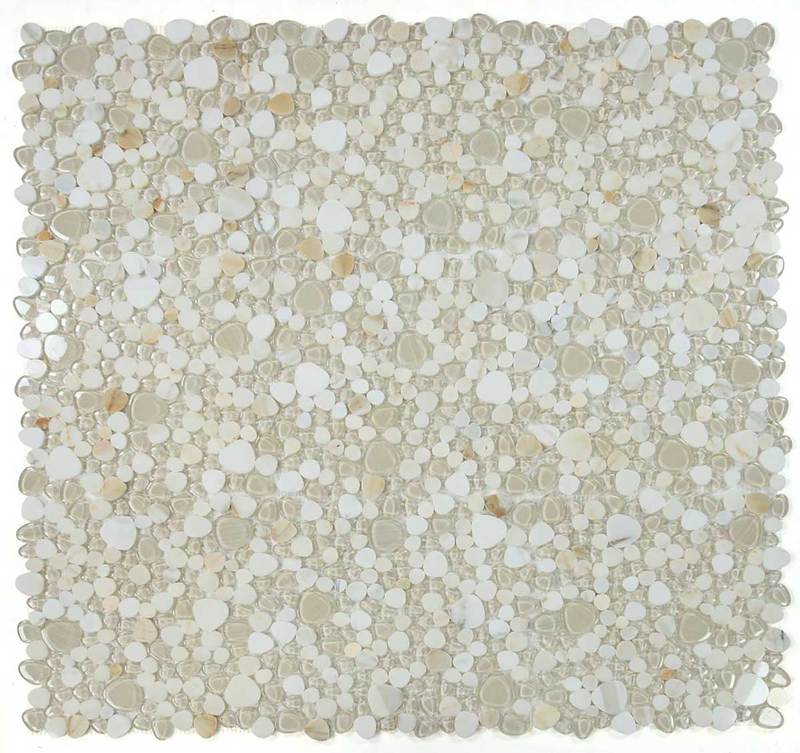 Calacatta Marble and Glass in Pebble look - Gold