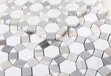 Mosaic Marble Circular Shape - Blue White