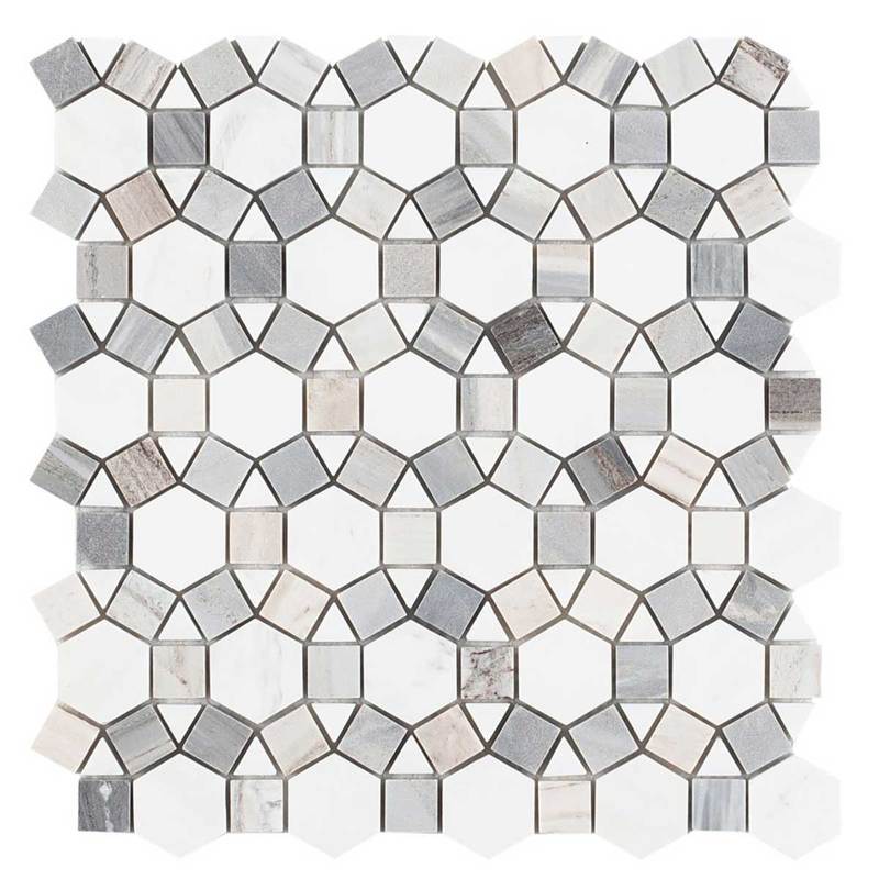 Mosaic Marble Circular Shape - Blue White