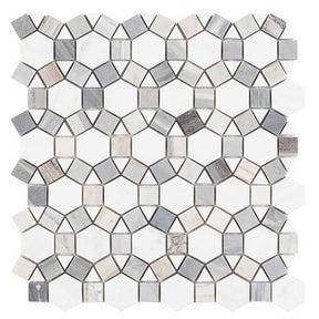 Mosaic Marble Circular Shape - Blue White