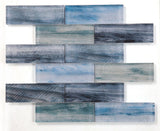 Art Wood Ocean Glass Tile Brick - Ocean Blue - 2 x 6